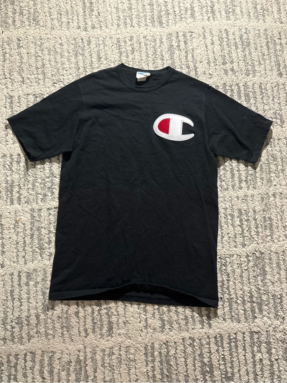 Champion Vintage black large logo short sleeve tee shirt size L